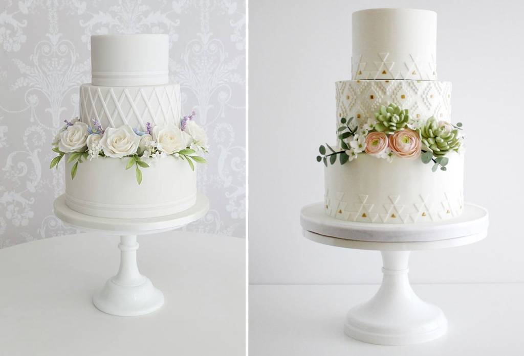 Kue Pengantin Putih dan Warnawarni Bunga