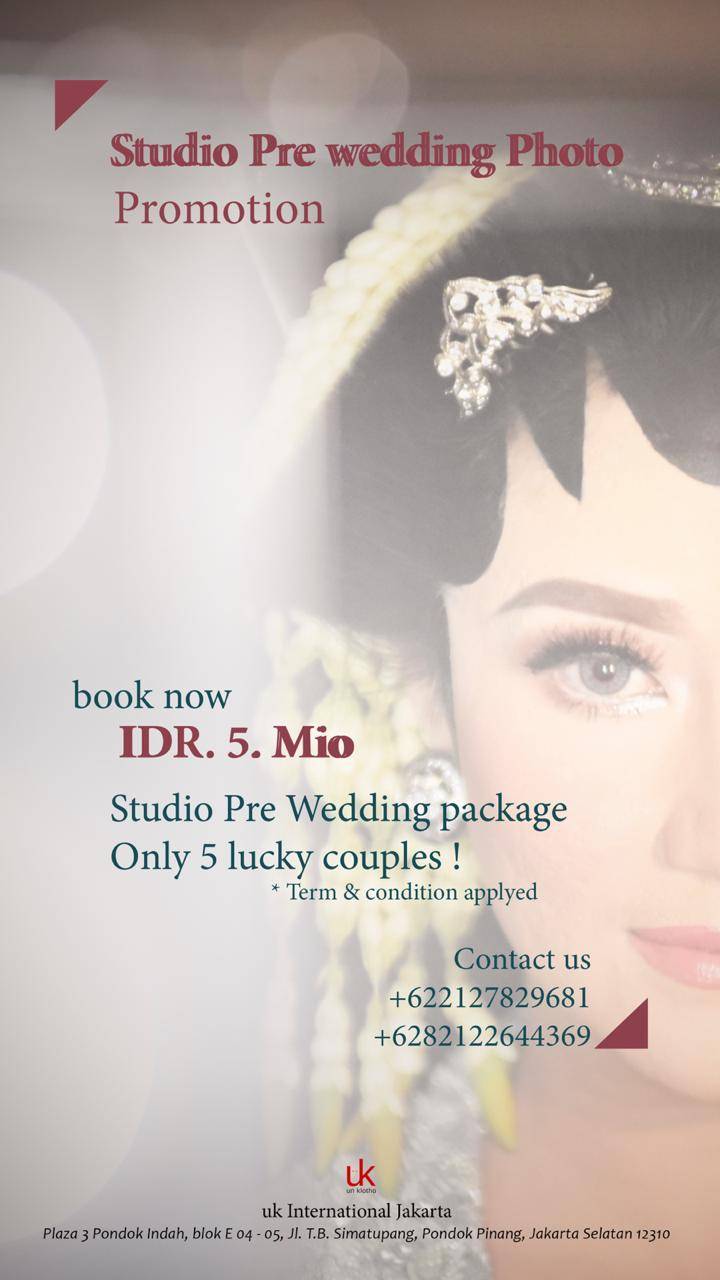 Promo Studio Pre Wedding Uk International Jakarta Weddingkucom
