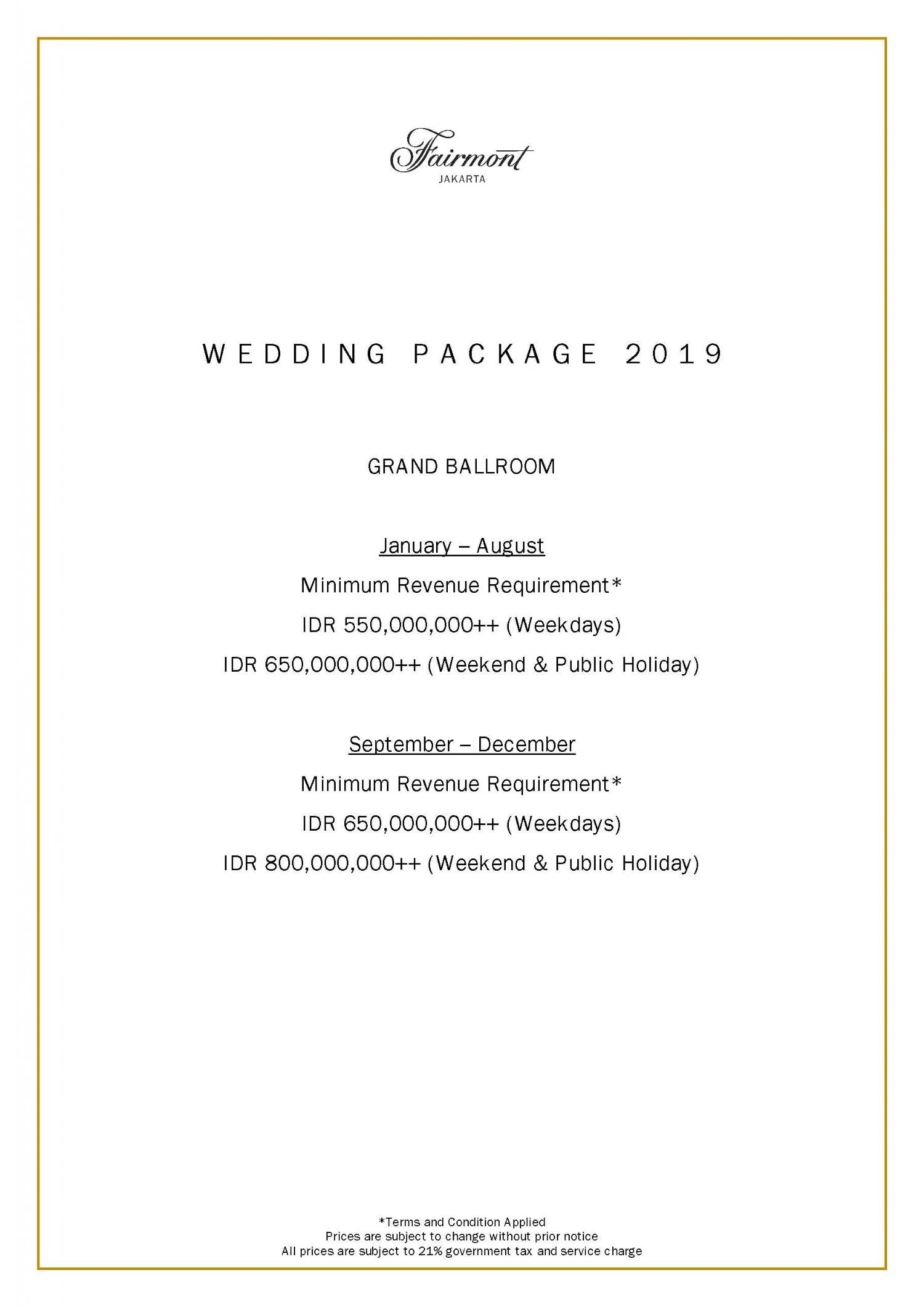 Wedding Package 2019