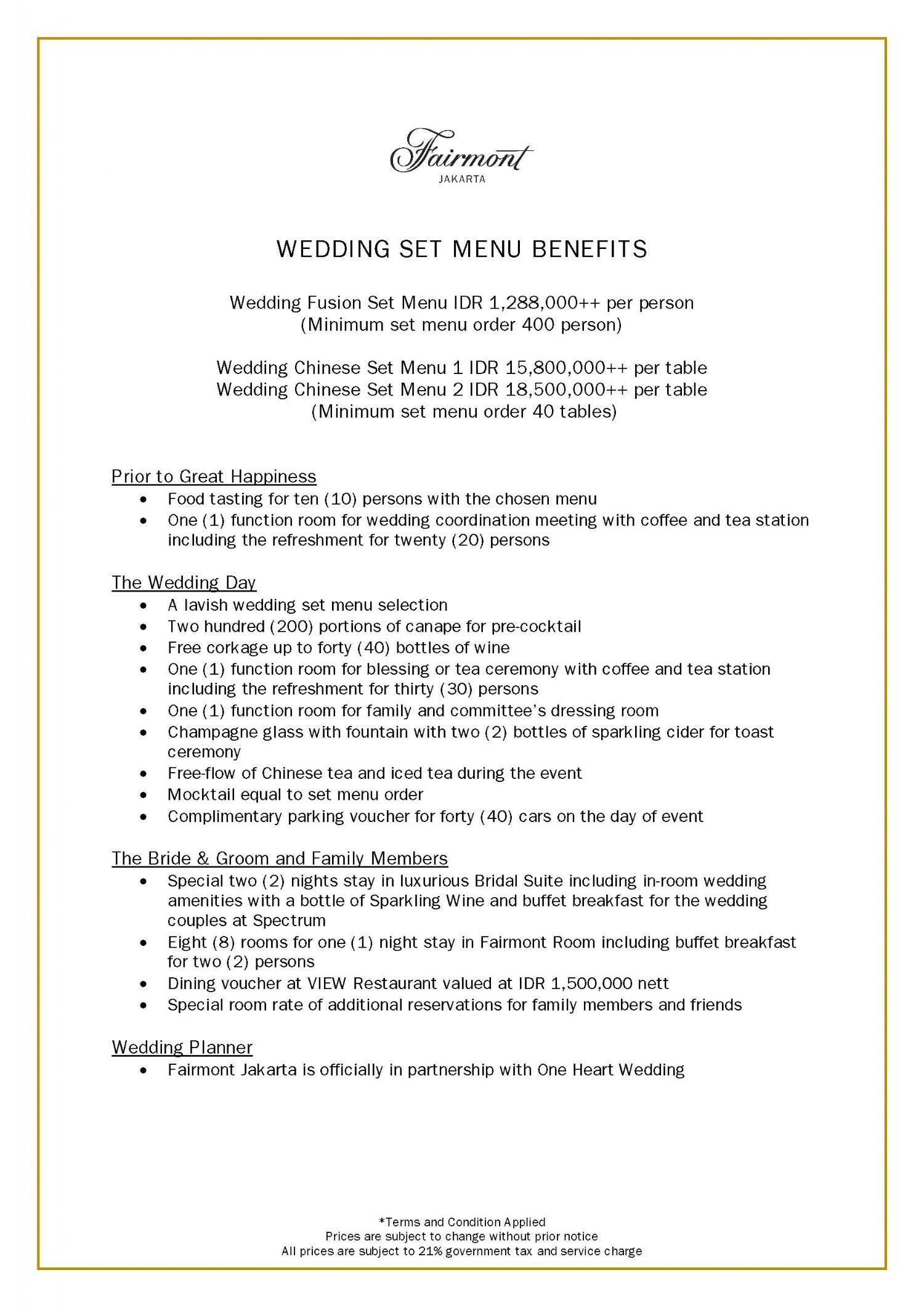 Wedding Set Menu Benefits 2019